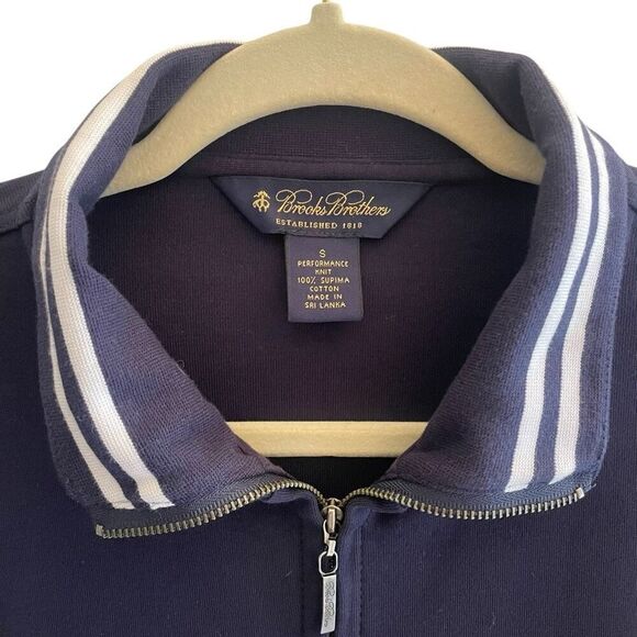 Brooks Brothers Navy Blue Supima Cotton Knit Full Zip Jacket Women’s Size Small - Picture 2 of 4